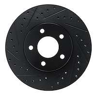 633-47067L Drilled/Slotted Brake Rotor [Black], 2001-2007 GM, Position: Front Left