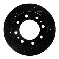 633-48093L Drilled/Slotted Brake Rotor [Black], Fits Select GM, Position: Rear Left