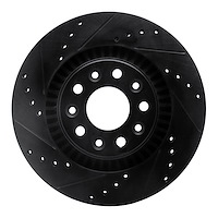 633-54052L Drilled/Slotted Brake Rotor [Black], 2005-2009 Ford/Lincoln/Mercury/Mazda, Position: Front Left