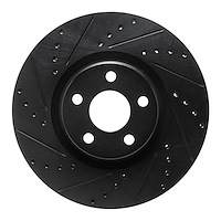 633-54095L Drilled/Slotted Brake Rotor [Black], 2015-2020 Ford/Lincoln/Mercury/Mazda, Position: Front Left