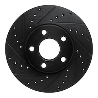 633-54217L Drilled/Slotted Brake Rotor [Black], 2010-2013 Ford/Lincoln/Mercury/Mazda, Position: Front Left