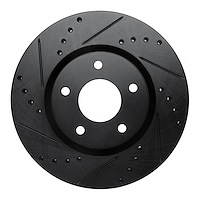 633-67066L Drilled/Slotted Brake Rotor [Black], Fits Select Infiniti/Nissan, Position: Front Left