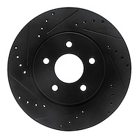 633-68019L Drilled/Slotted Brake Rotor [Black], Fits Select Infiniti/Nissan, Position: Rear Left