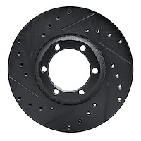 633-72049L Drilled/Slotted Brake Rotor [Black], 1986-1996 Multiple Makes/Models, Position: Front Left