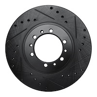 633-72053R Drilled/Slotted Brake Rotor [Black], 1990-2004 Mitsubishi, Position: Front Right