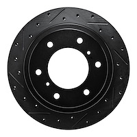 633-72058L Drilled/Slotted Brake Rotor [Black], 2000-2006 Mitsubishi, Position: Rear Left