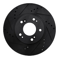 633-72059L Drilled/Slotted Brake Rotor [Black], 2004-2011 Mitsubishi, Position: Front Left