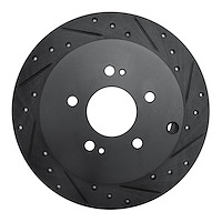 633-72060R Drilled/Slotted Brake Rotor [Black], 2004-2011 Mitsubishi, Position: Rear Right