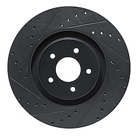 633-72070L Drilled/Slotted Brake Rotor [Black], Fits Select Multiple Makes/Models, Position: Front Left