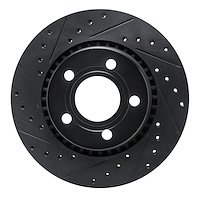 633-73004L Drilled/Slotted Brake Rotor [Black], 1980-1986 Audi/Volkswagen, Position: Front Left
