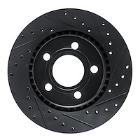 633-73004R Drilled/Slotted Brake Rotor [Black], 1980-1986 Audi/Volkswagen, Position: Front Right