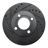 633-73005L Drilled/Slotted Brake Rotor [Black], 1984-1987 Audi/Volkswagen, Position: Front Left