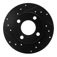 633-73007L Drilled/Slotted Brake Rotor [Black], 1982-1998 Audi/Volkswagen, Position: Rear Left