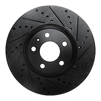 633-73057R Drilled/Slotted Brake Rotor [Black], 2008-2012 Audi/Volkswagen, Position: Front Right