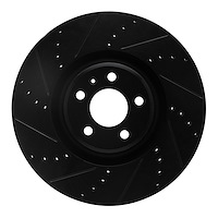 633-73064L Drilled/Slotted Brake Rotor [Black], 2012-2018 Audi/Volkswagen, Position: Front Left