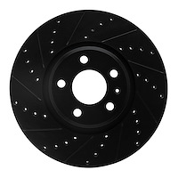 633-73065L Drilled/Slotted Brake Rotor [Black], 2011-2017 Audi/Volkswagen, Position: Front Left