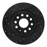 633-73082L Drilled/Slotted Brake Rotor [Black], Fits Select Audi/Volkswagen, Position: Rear Left