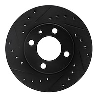633-74004L Drilled/Slotted Brake Rotor [Black], 1980-2009 Audi/Volkswagen, Position: Front Left