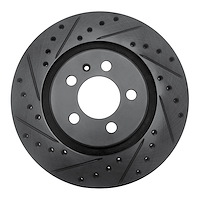 633-74009L Drilled/Slotted Brake Rotor [Black], 1992-1995 Audi/Volkswagen, Position: Front Left