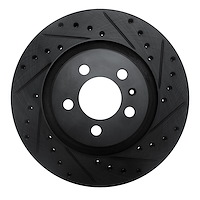 633-74009R Drilled/Slotted Brake Rotor [Black], 1992-1995 Audi/Volkswagen, Position: Front Right