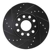 633-74028L Drilled/Slotted Brake Rotor [Black], Fits Select Audi/Volkswagen, Position: Front Left