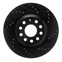 633-74030R Drilled/Slotted Brake Rotor [Black], Fits Select Audi/Volkswagen, Position: Rear Right