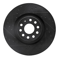 633-74034L Drilled/Slotted Brake Rotor [Black], Fits Select Multiple Makes/Models, Position: Front Left
