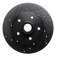 633-74037L Drilled/Slotted Brake Rotor [Black], 1979-1985 Audi/Volkswagen, Position: Front Left