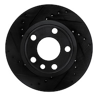 633-74040L Drilled/Slotted Brake Rotor [Black], 1992-1995 Audi/Volkswagen, Position: Front Left