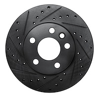 633-74043L Drilled/Slotted Brake Rotor [Black], 1996-2000 Audi/Volkswagen, Position: Front Left