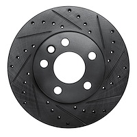 633-74043R Drilled/Slotted Brake Rotor [Black], 1996-2000 Audi/Volkswagen, Position: Front Right