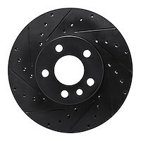 633-74046L Drilled/Slotted Brake Rotor [Black], 2001-2003 Audi/Volkswagen, Position: Front Left