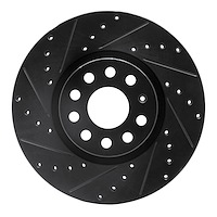 633-74053L Drilled/Slotted Brake Rotor [Black], Fits Select Multiple Makes/Models, Position: Front Left