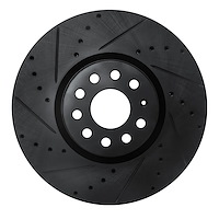 633-74058L Drilled/Slotted Brake Rotor [Black], Fits Select Audi/Volkswagen, Position: Front Left