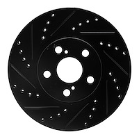 633-76068L Drilled/Slotted Brake Rotor [Black], 2000-2010 Multiple Makes/Models, Position: Front Left