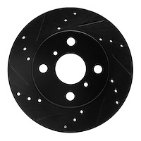 633-76070L Drilled/Slotted Brake Rotor [Black], 1999-2005 Lexus/Toyota/Scion, Position: Front Left