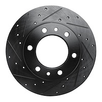 633-76095L Drilled/Slotted Brake Rotor [Black], 1981-1985 Lexus/Toyota/Scion, Position: Front Left