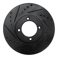 633-76103L Drilled/Slotted Brake Rotor [Black], 1986-1989 Lexus/Toyota/Scion, Position: Front Left