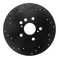 633-76132L Drilled/Slotted Brake Rotor [Black], 2004-2005 Lexus/Toyota/Scion, Position: Rear Left