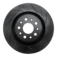633-79010R Drilled/Slotted Brake Rotor [Black], Fits Select Maserati, Position: Rear Right