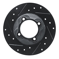 633-80005L Drilled/Slotted Brake Rotor [Black], 1981-1985 Ford/Lincoln/Mercury/Mazda, Position: Front Left