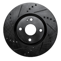 633-80074L Drilled/Slotted Brake Rotor [Black], Fits Select Multiple Makes/Models, Position: Front Left
