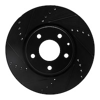633-80076L Drilled/Slotted Brake Rotor [Black], Fits Select Ford/Lincoln/Mercury/Mazda, Position: Front Left