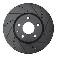 633-80076R Drilled/Slotted Brake Rotor [Black], Fits Select Ford/Lincoln/Mercury/Mazda, Position: Front Right