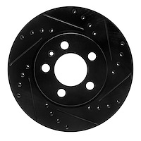 633-92058R Drilled/Slotted Brake Rotor [Black], 2003-2018 Audi/Volkswagen, Position: Front Right