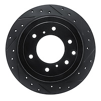 633-92060R Drilled/Slotted Brake Rotor [Black], 2008-2014 Mitsubishi, Position: Rear Right