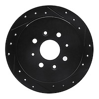 633-92075R Drilled/Slotted Brake Rotor [Black], 1997-2002 Peugeot, Position: Rear Right