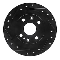 633-92076L Drilled/Slotted Brake Rotor [Black], 2000-2006 Peugeot, Position: Rear Left