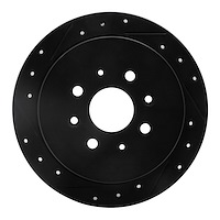 633-92085L Drilled/Slotted Brake Rotor [Black], 1999-2003 Renault, Position: Rear Left