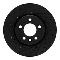 633-92119L Drilled/Slotted Brake Rotor [Black], 2018-2020 Audi/Volkswagen, Position: Front Left